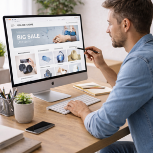 web designer, ecommerce website, website design, ecommerce design, web development, online store design, website layout, ecommerce developer, digital design, ui design, ux design, web design workspace, website planning, digital workspace, modern office workspace, creative professional, website mockup, digital business, web design process, tech workspace, user interface design, generated